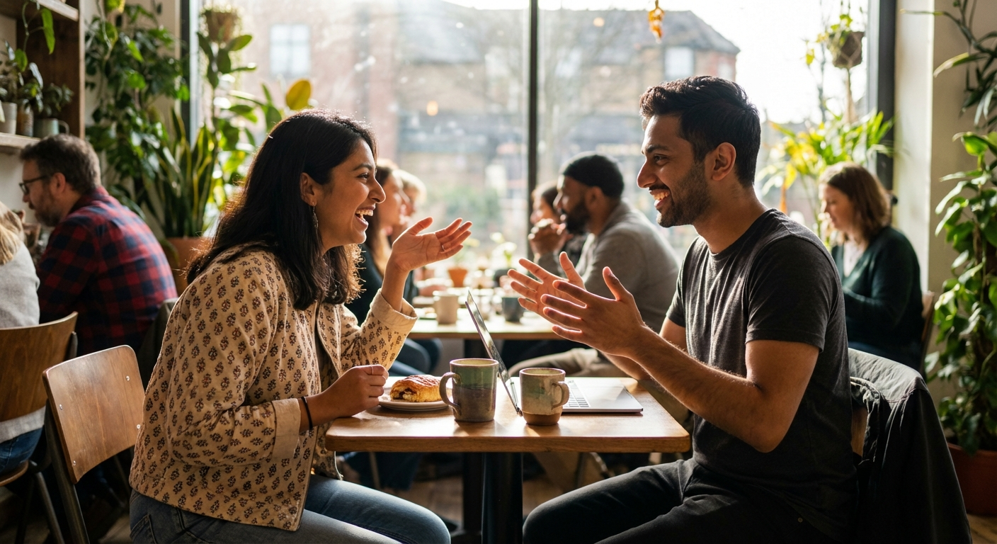 Hindu singles at a Coffee Round — success stories illustration