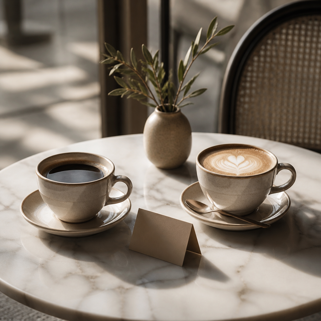 Two coffees on a cafe table